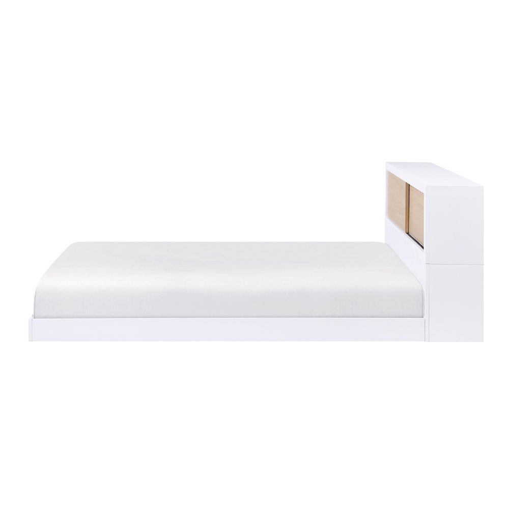 Asker Asian Hardwood Full Bookcase Bed in 2-Tone (White and Natural). Picture 10