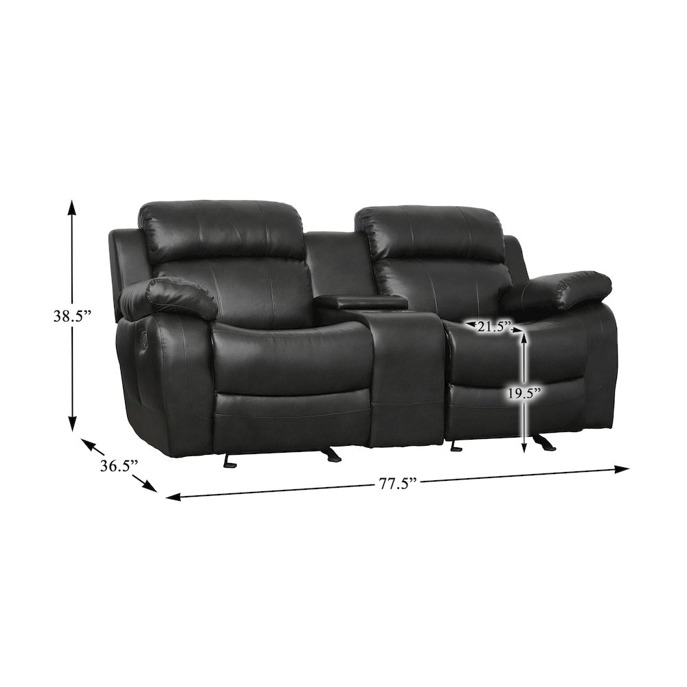 Marille Textured Double Glider Reclining Love Seat with Center Console in Black. Picture 8