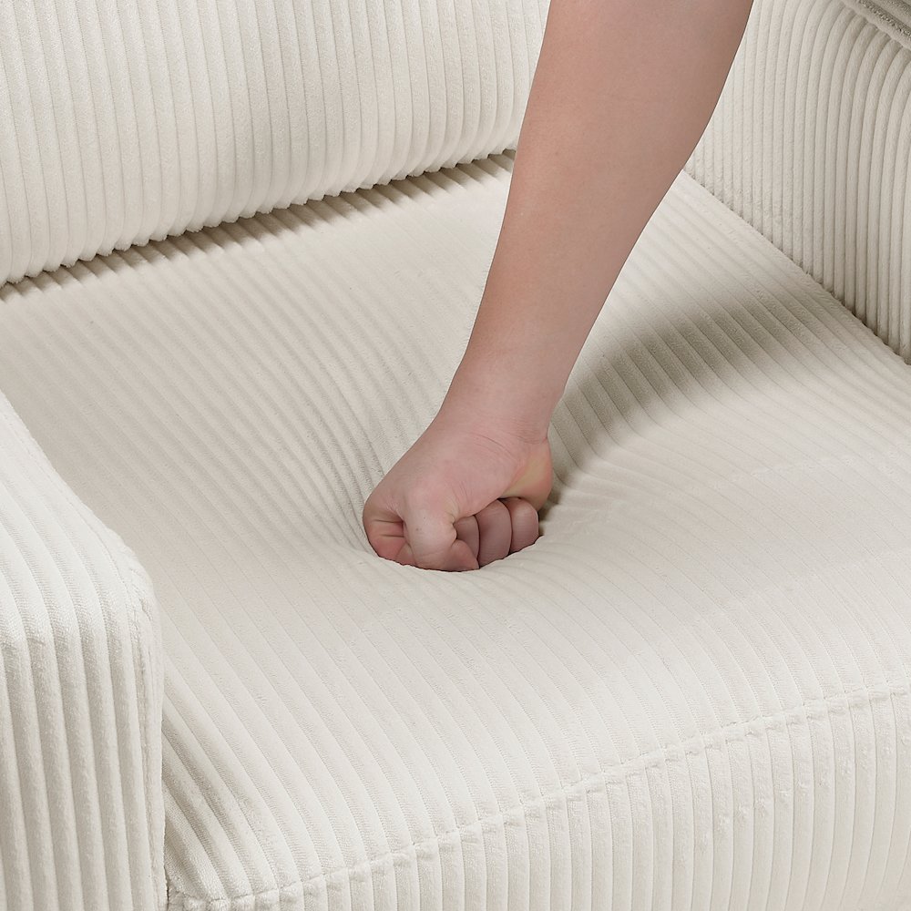 Crandall Corduroy Love Seat in Beige. Picture 8