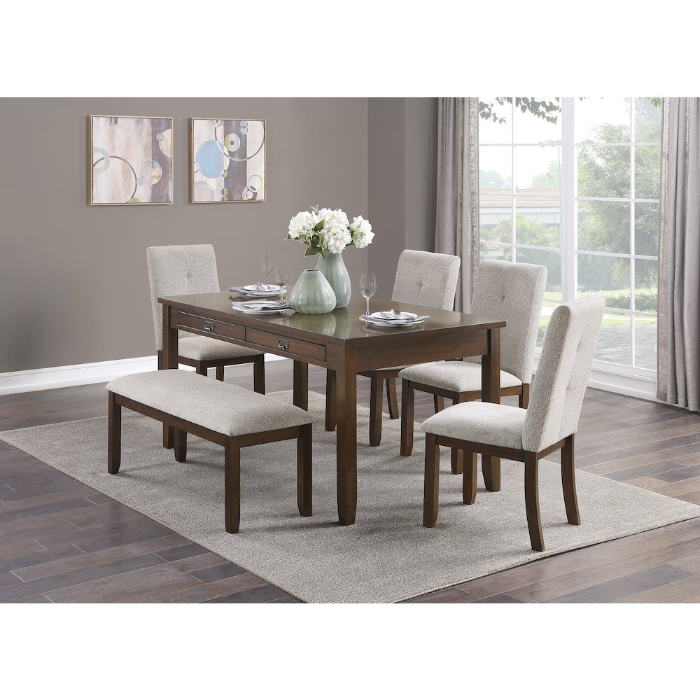 Binghampton Wood Dining Room Bench in Moonstone. Picture 2