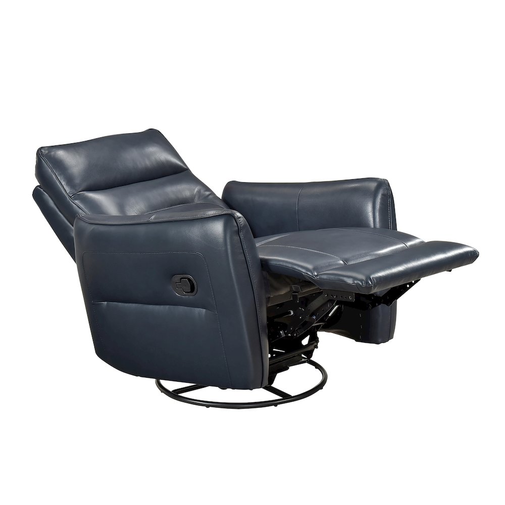 Thomas Leather Swivel Glider Reclining Chair in Dark Blue. Picture 9