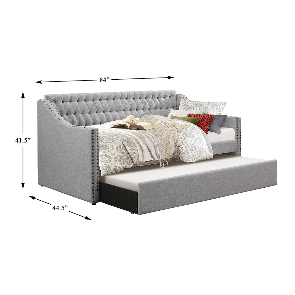 Tulney Fabric Daybed with Trundle in Gray. Picture 5