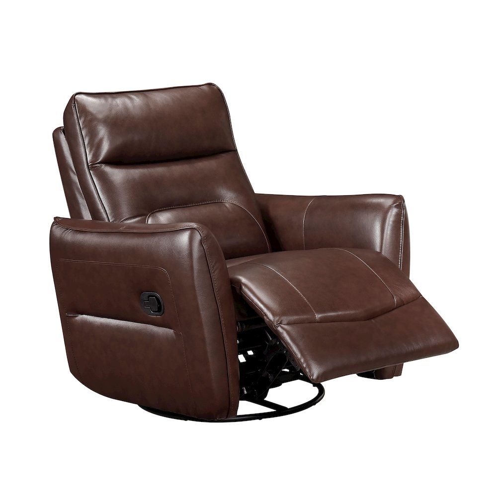 Thomas Leather Swivel Glider Reclining Chair in Brown. Picture 8