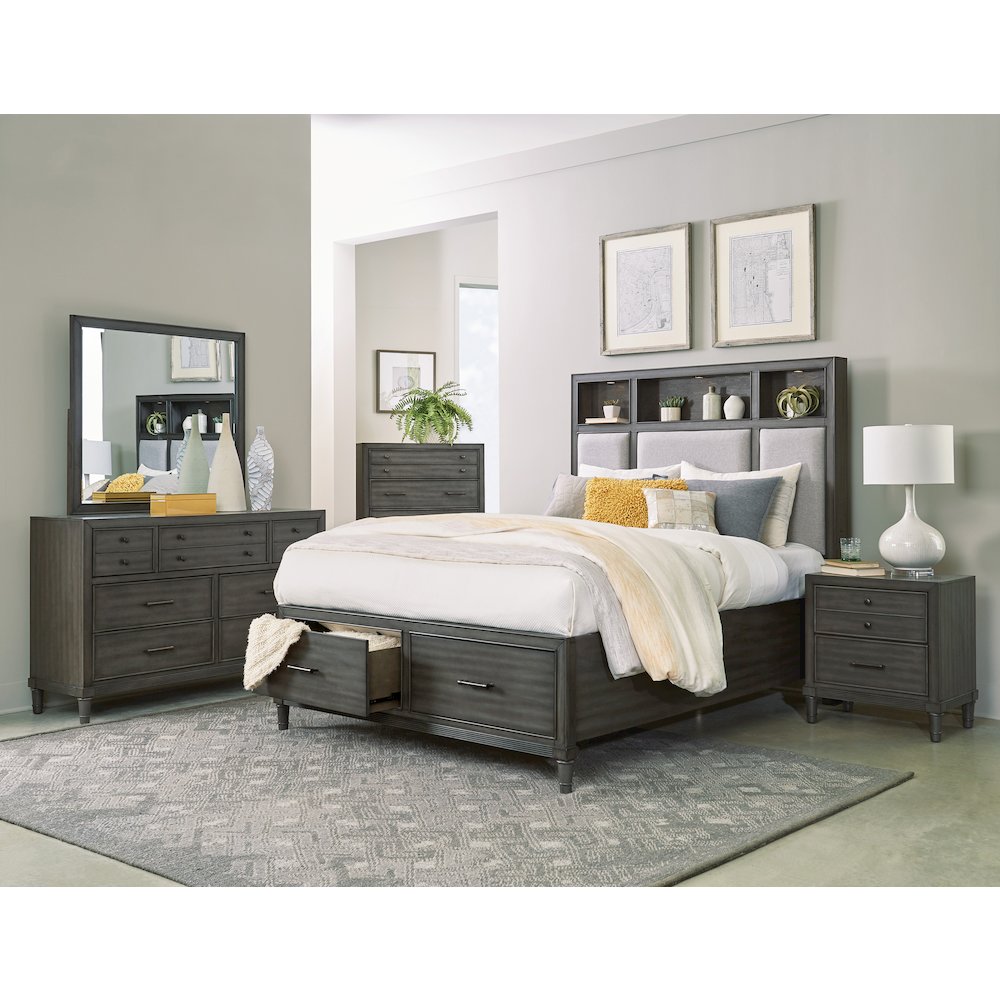 Wittenberry Asian Hardwood Nightstand in Gray. Picture 2