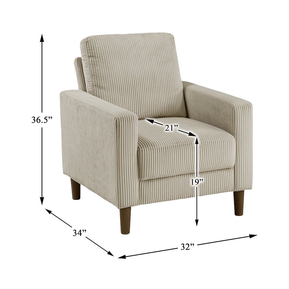 Crandall Corduroy Chair in Taupe. Picture 7