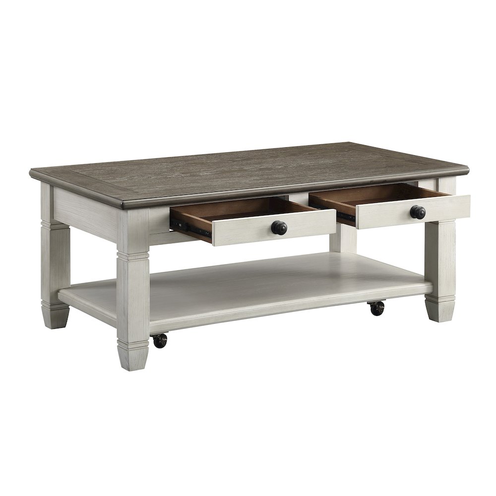 Granby Pine Cocktail Table in 2-Tone (Rosy Brown and Antique White). Picture 2