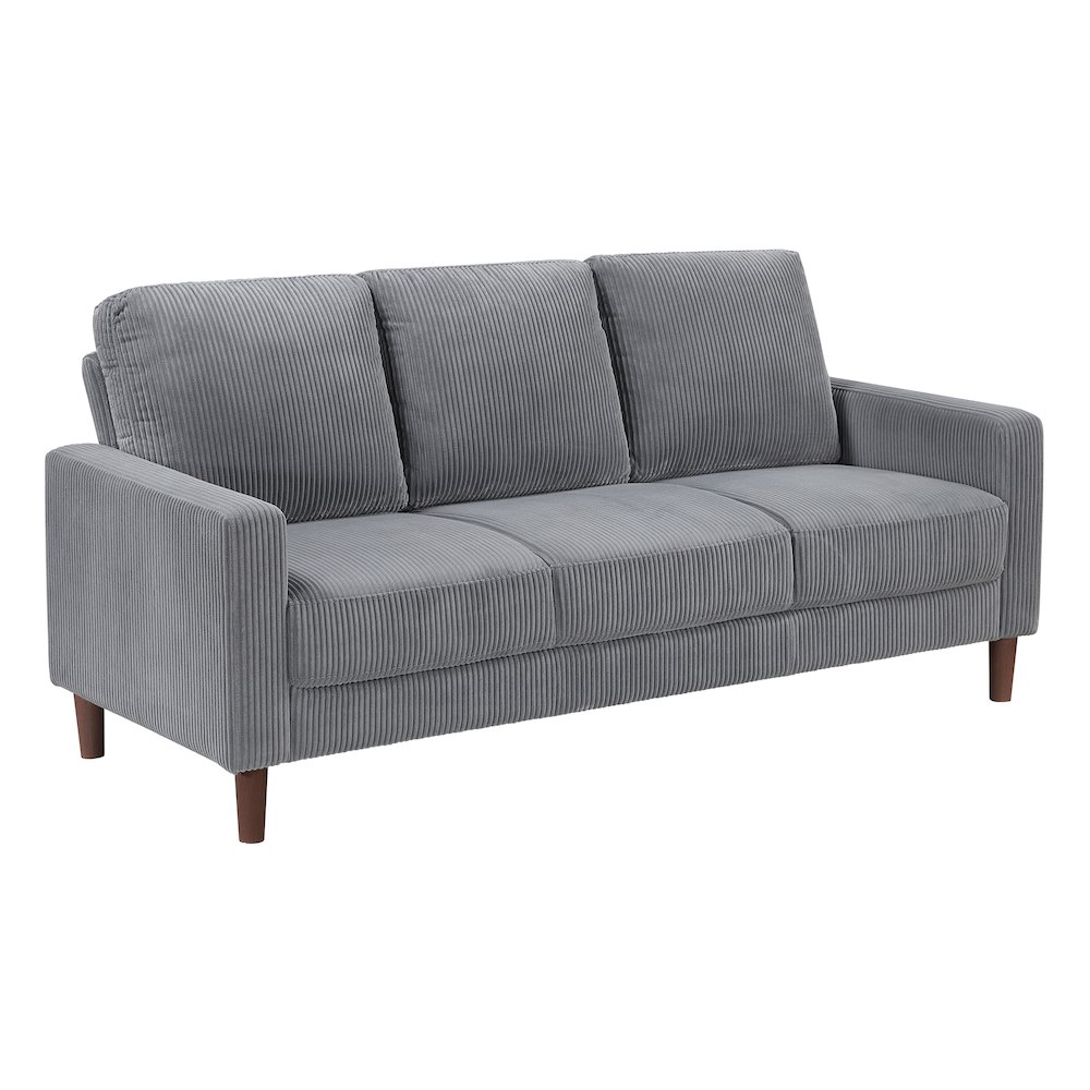 Crandall Corduroy 3pc Set: Sofa, Loveseat, Chair in Gray. Picture 2