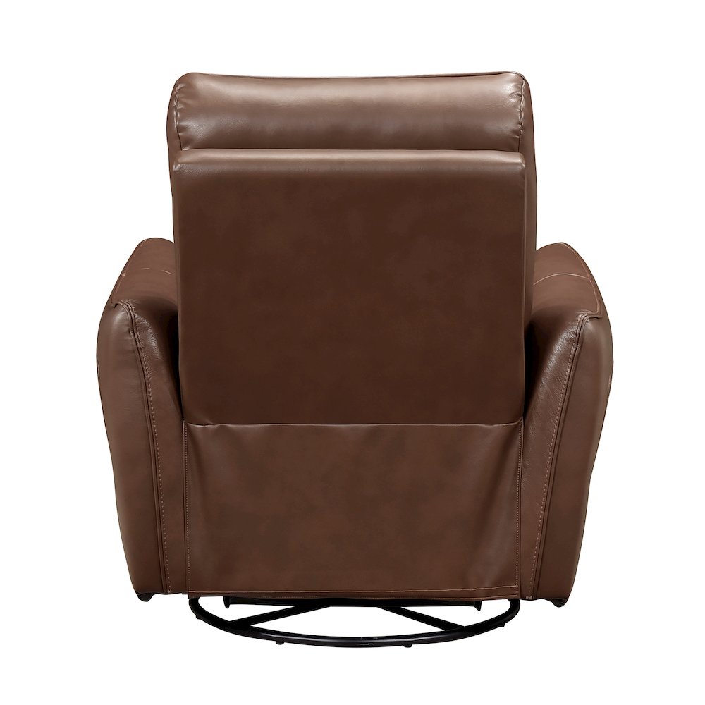 Thomas Leather Swivel Glider Reclining Chair in Toffee Brown. Picture 3