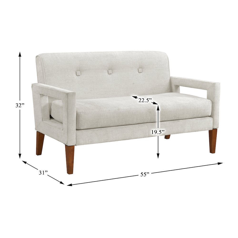 Belfort Chenille Love Seat in Beige. Picture 6