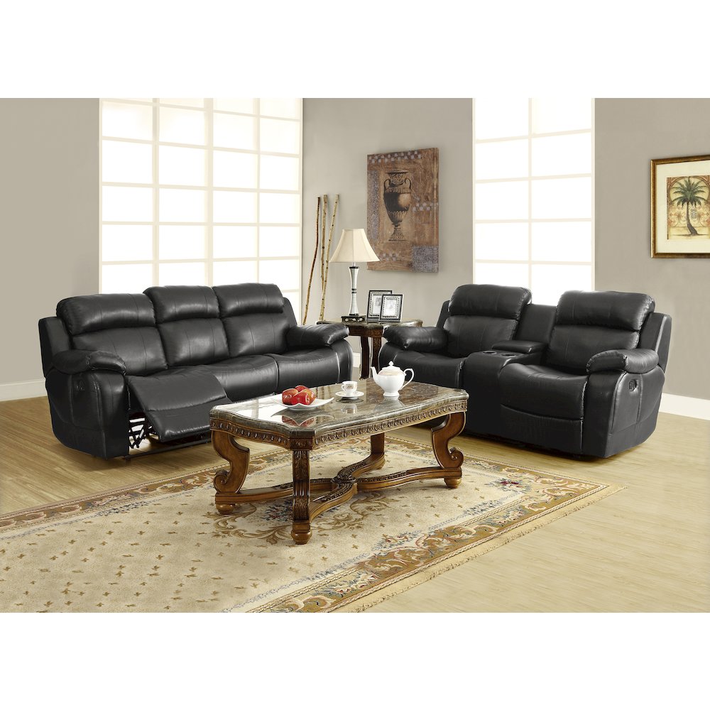 Marille Textured Double Glider Reclining Love Seat with Center Console in Black. Picture 5