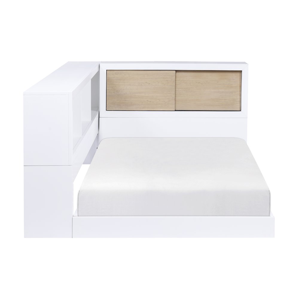 Asker A. Hardwood Twin Bookcase Corner Bed in 2-Tone (White and Natural). Picture 6