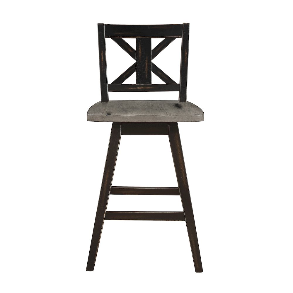 Amsonia Wood  Swivel Counter Height Chair, set of 2 in Gray and Black. Picture 5