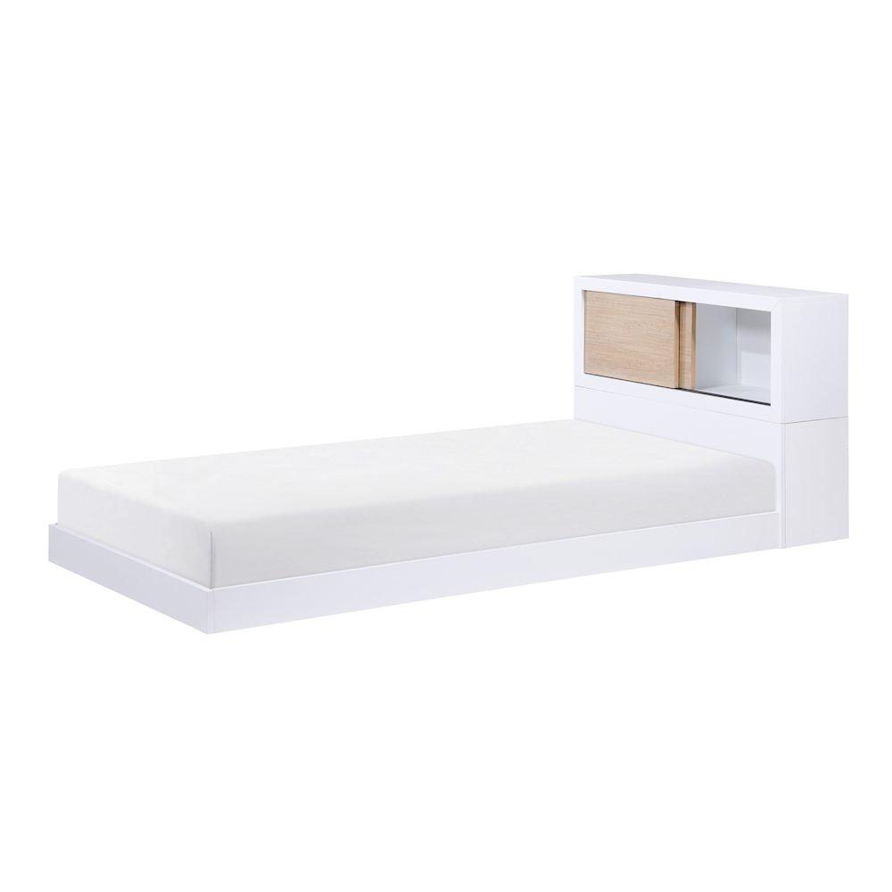 Asker Asian Hardwood Twin Bookcase Bed in 2-Tone (White and Natural). Picture 3