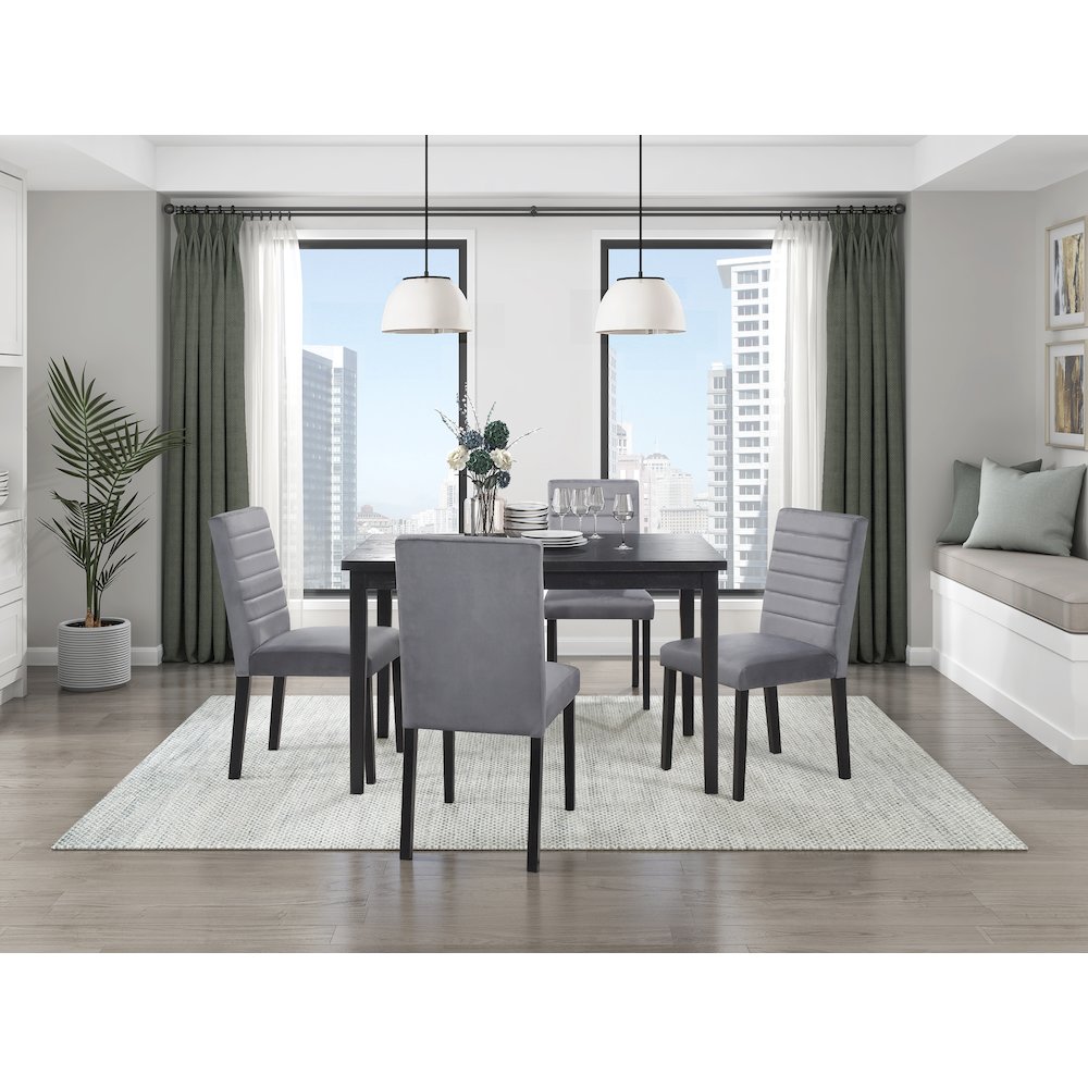 Andreas Velvet Dining Room Side Chair, set of 2 in Gray. Picture 2