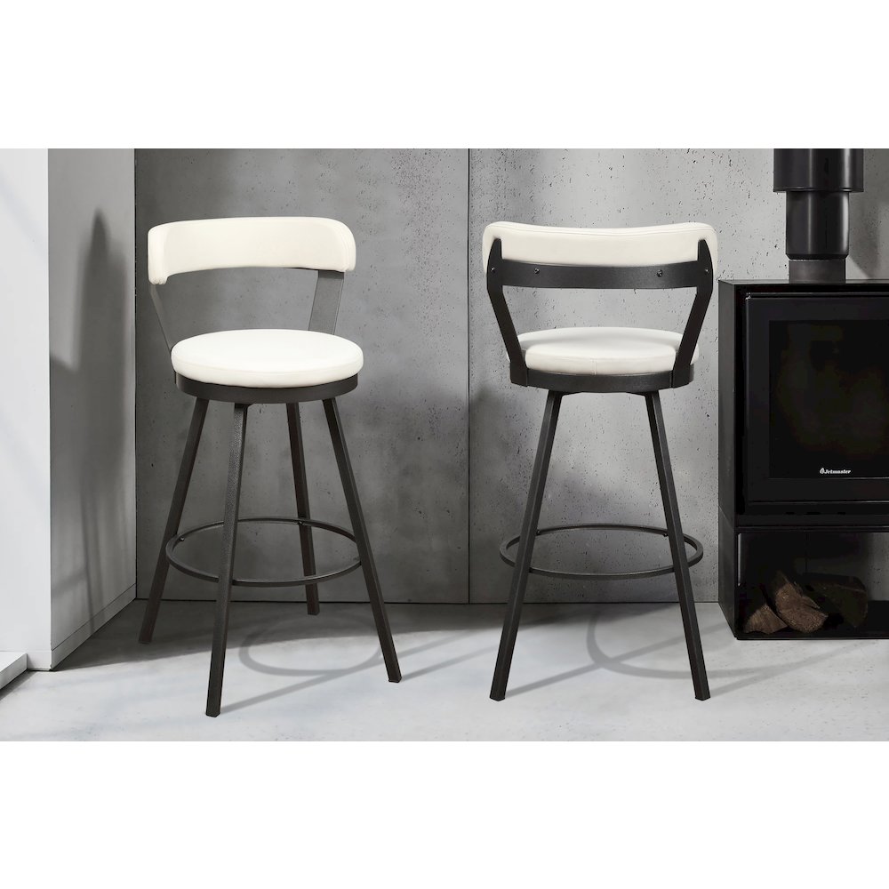 Appert Metal Swivel Pub Height Chair,  set of 2 in White. Picture 2