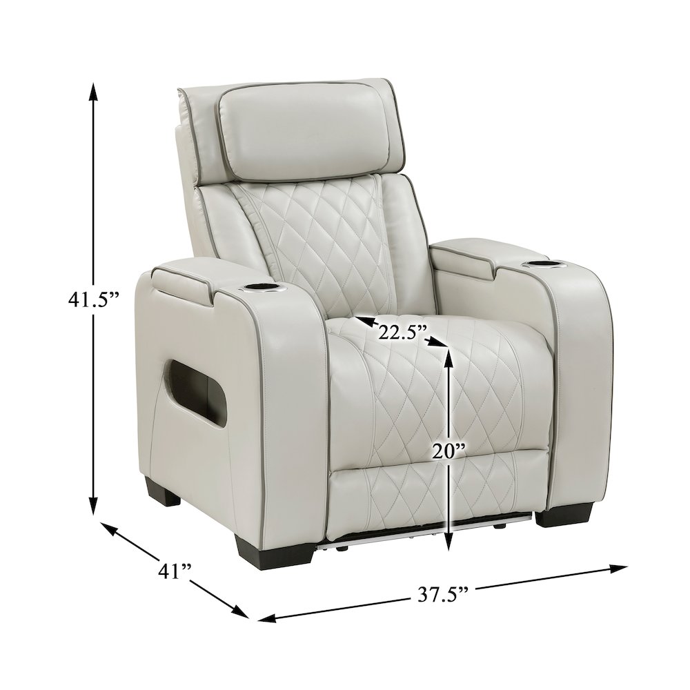 Fairway Faux Leather Power Reclining Chair with Power Headrest in Taupe. Picture 7