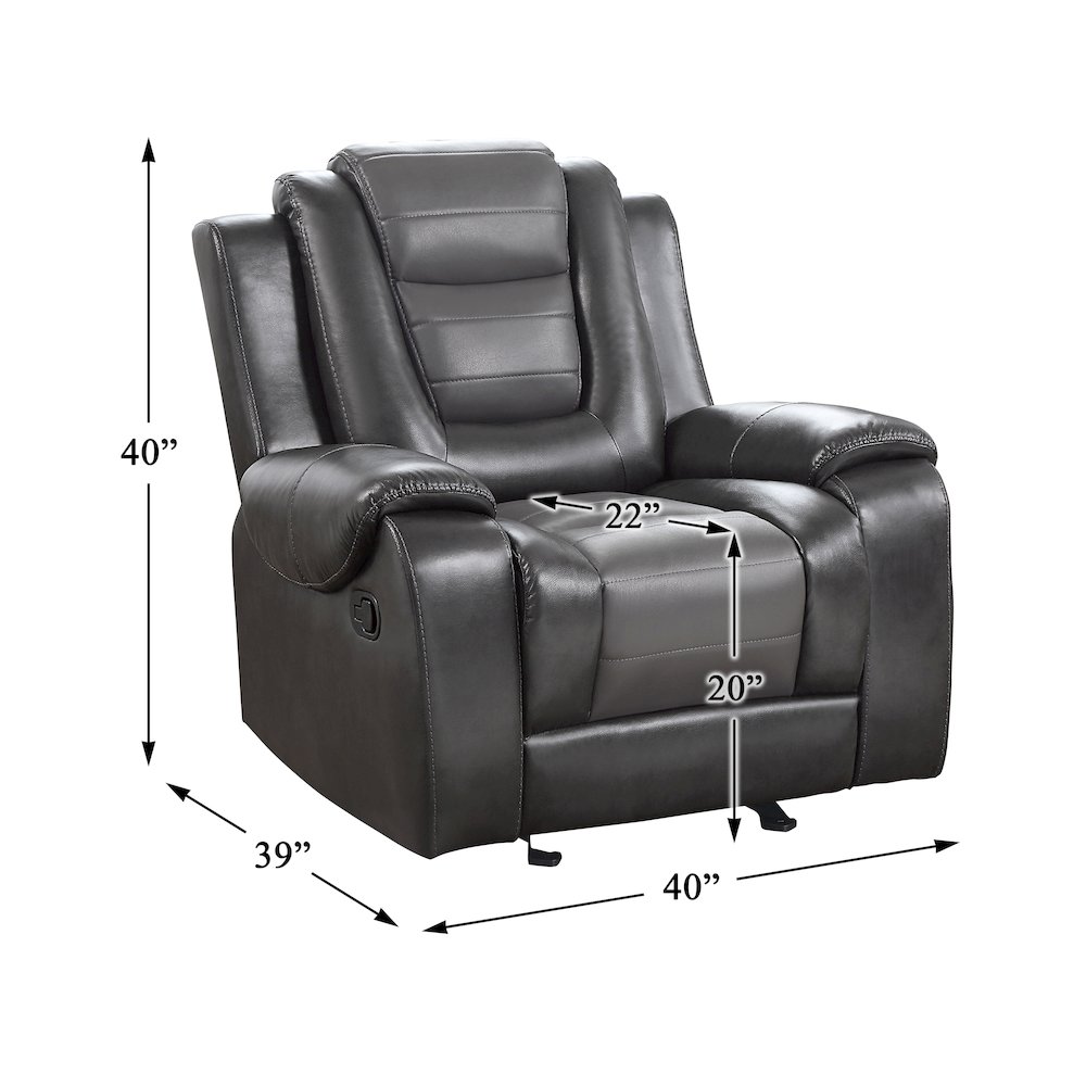 Briscoe F. Leather Gldr Rclng Chair in 2-Tone (Light Gray and Dark Gray). Picture 5