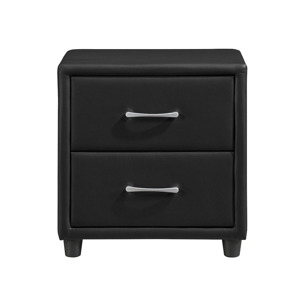 Lorenzi Faux Leather Nightstand in Black. Picture 2