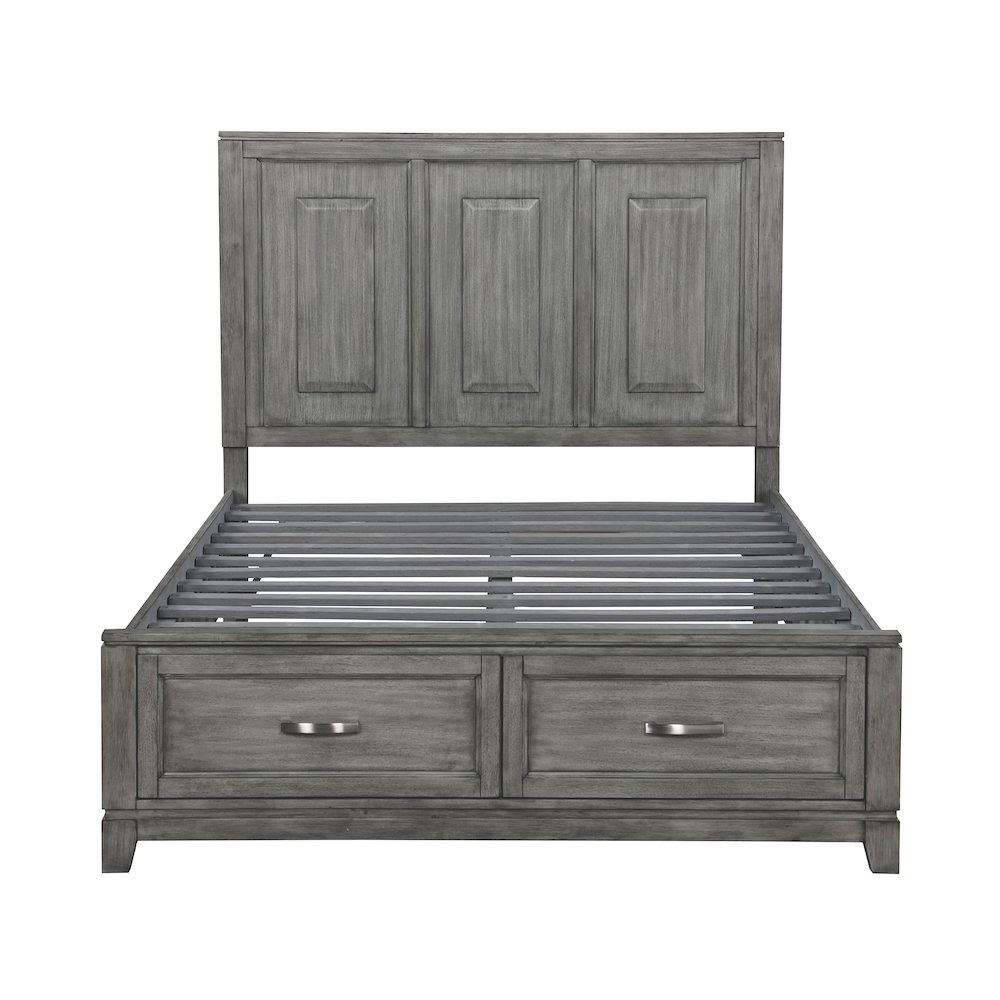 Garretson Acacia Queen Platform Bed with Footboard Storage in Gray. Picture 5