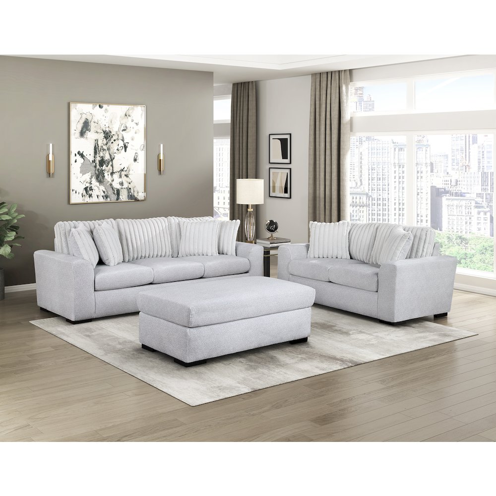 Athena Textured Love Seat in Gray. Picture 4