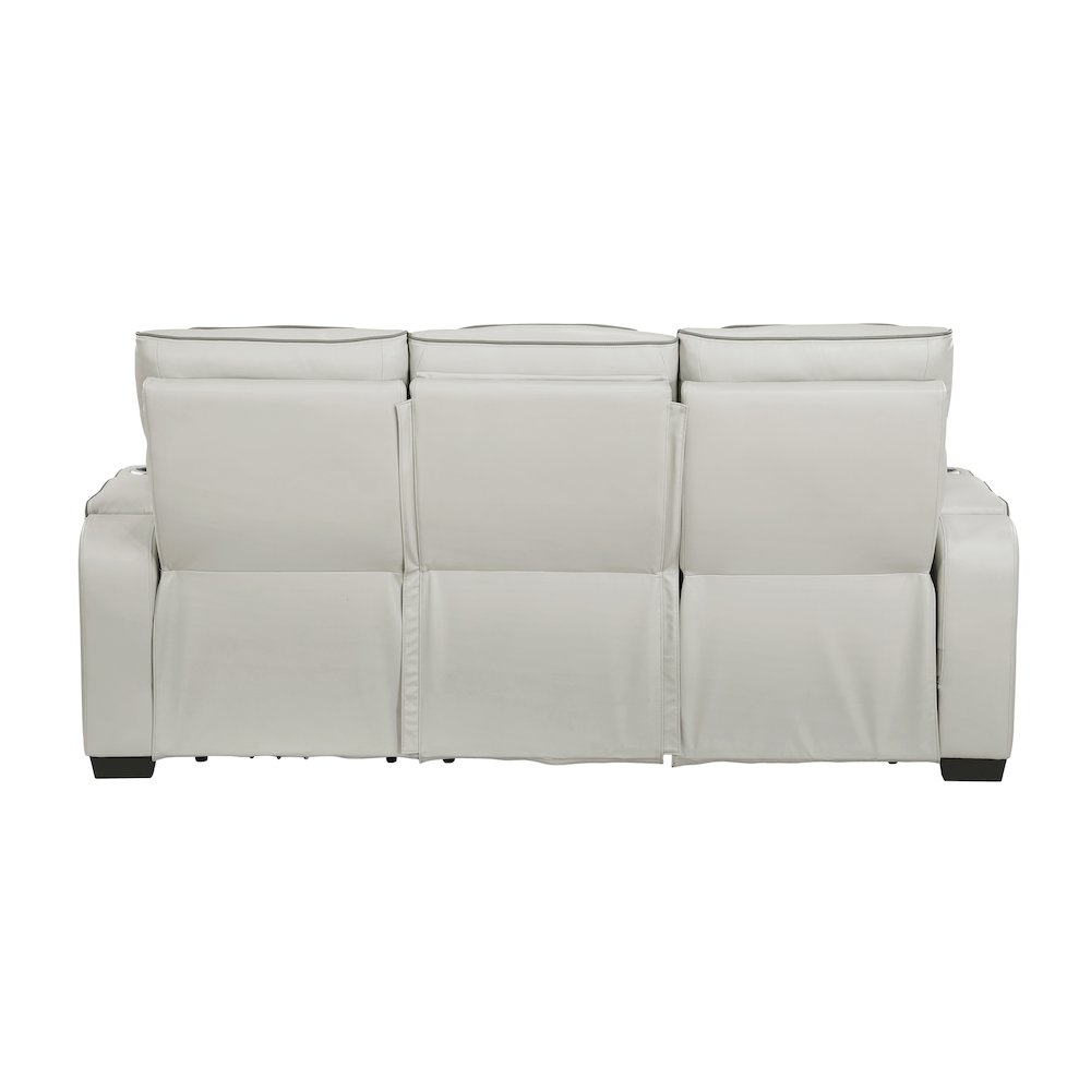 Fairway Faux Leather Power Double Reclining Sofa in Taupe. Picture 6