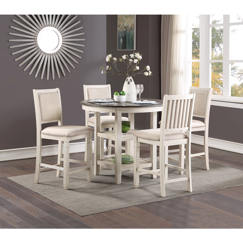 Asher Textured Counter Height Chair, set of 2 in Beige. Picture 2