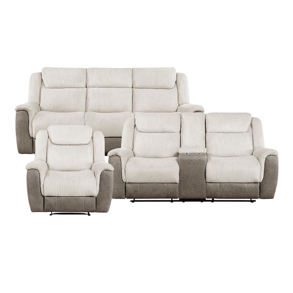 Harriette Chenille 3pc Set: Sofa, Loveseat, Chair in Beige. Picture 3