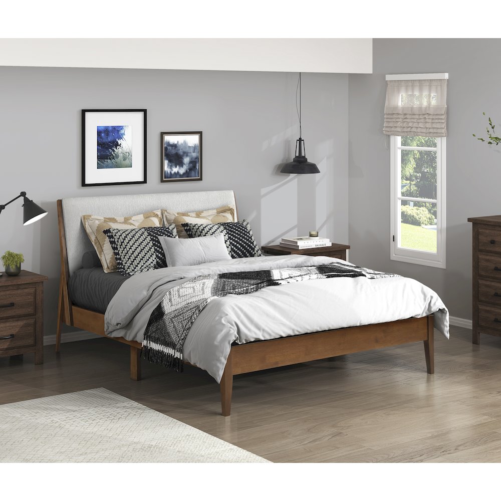Jasper Chenille California King Platform Bed in Light gray. Picture 2