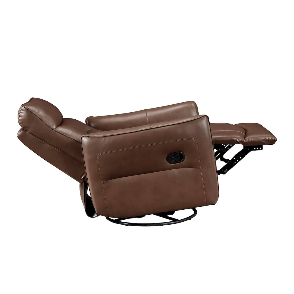 Thomas Leather Swivel Glider Reclining Chair in Toffee Brown. Picture 11