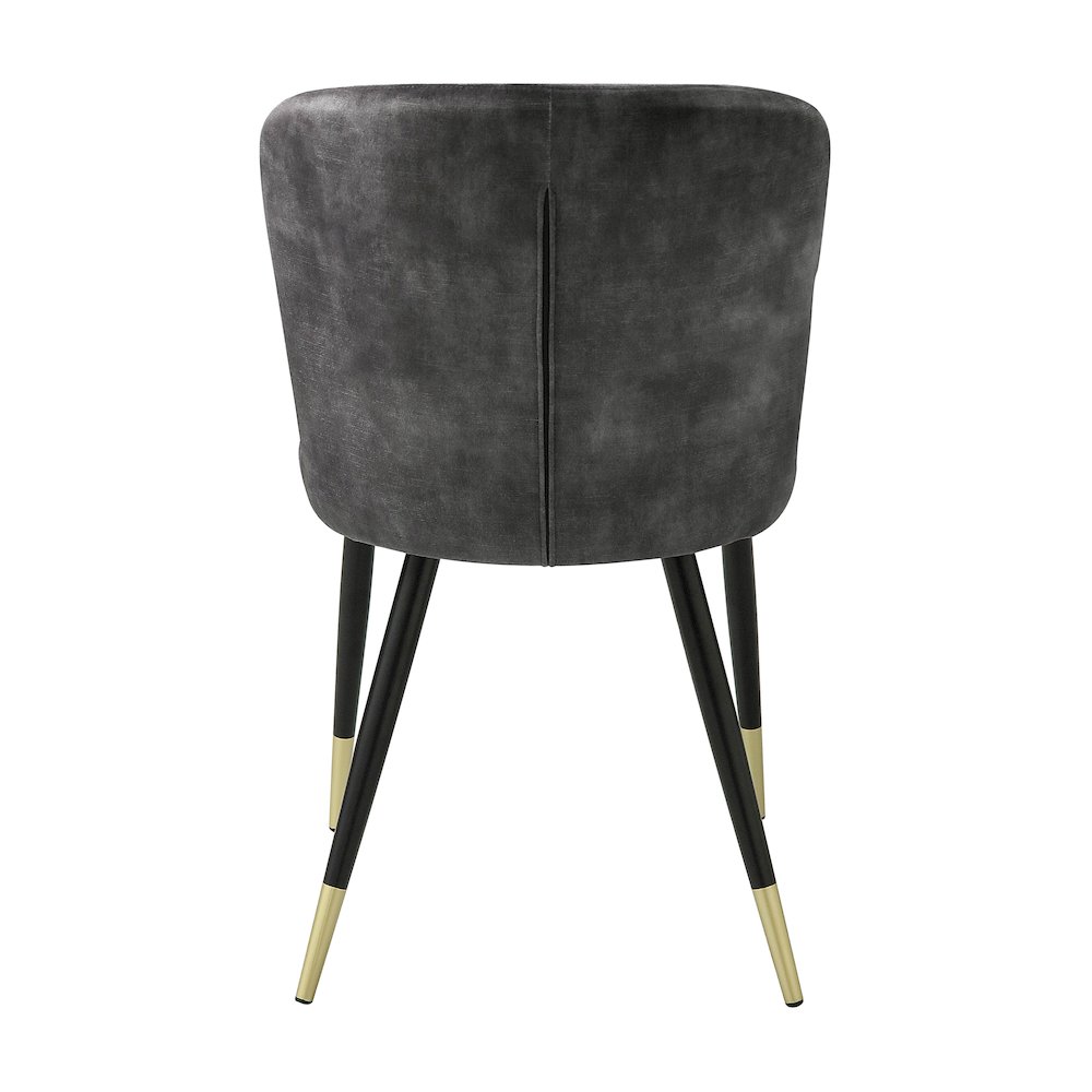 Clemente Velvet Dining Room Side Chair, set of 2 in Charcoal. Picture 3