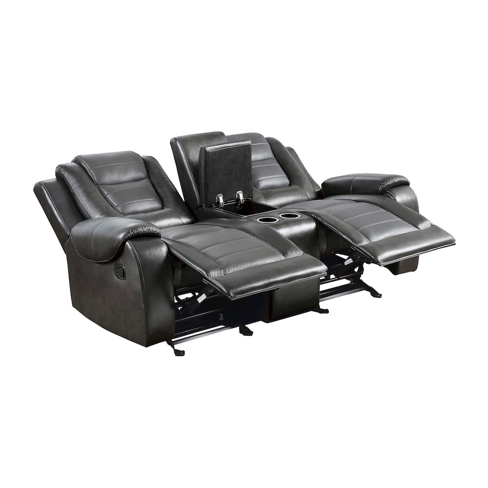 Briscoe F. Leather Dbl Gldr Rclng L.Seat in 2-Tone (L. Gray and D. Gray). Picture 7