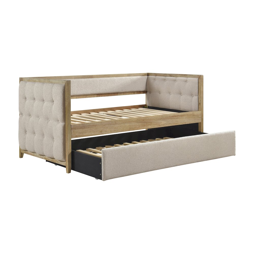 Roseburg Boucle Daybed with Trundle in Beige. Picture 2