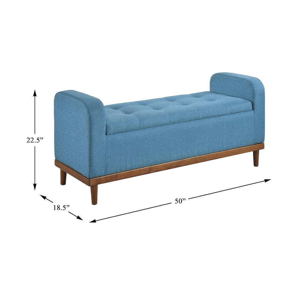 Brigitte Textured Lift Top Storage Bench in Blue. Picture 5