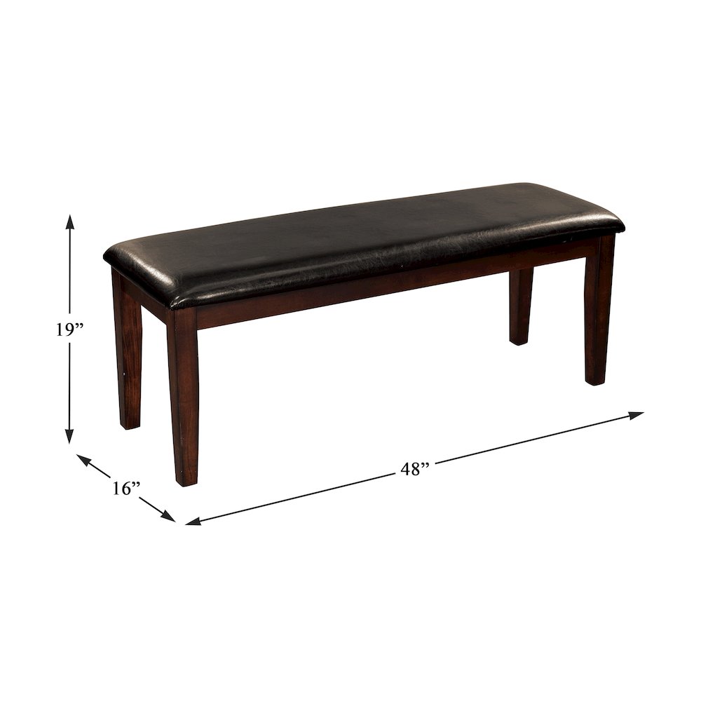 Mantello Wood Dining Room Bench in Dark brown. Picture 4
