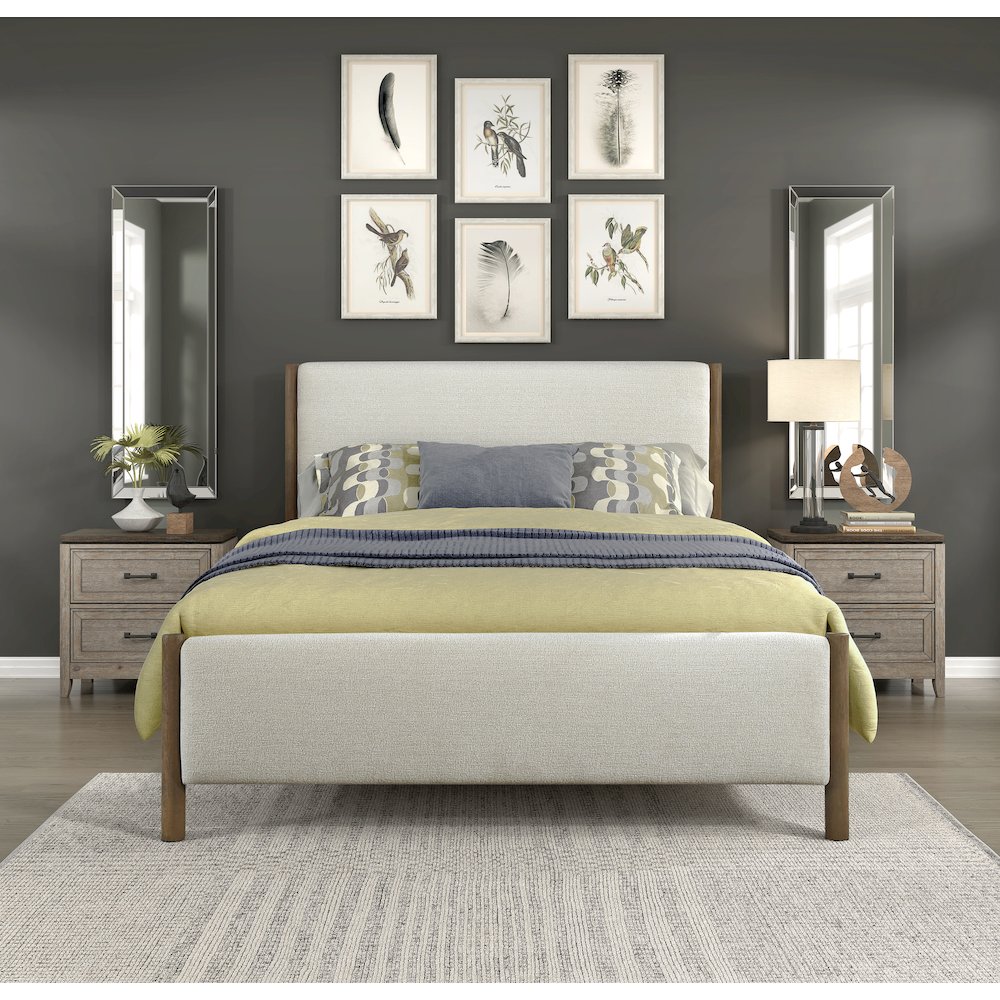 Julian Chenille Queen Platform Bed in Beige. Picture 2