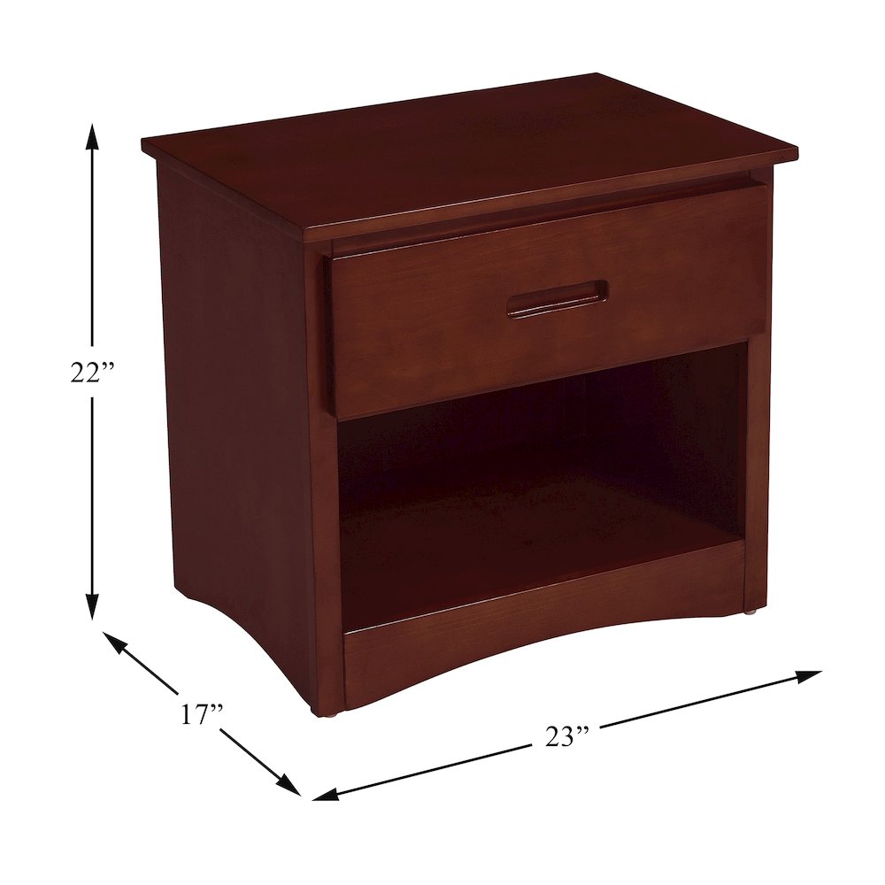 Rowe Pine Night Stand in Dark Cherry. Picture 5
