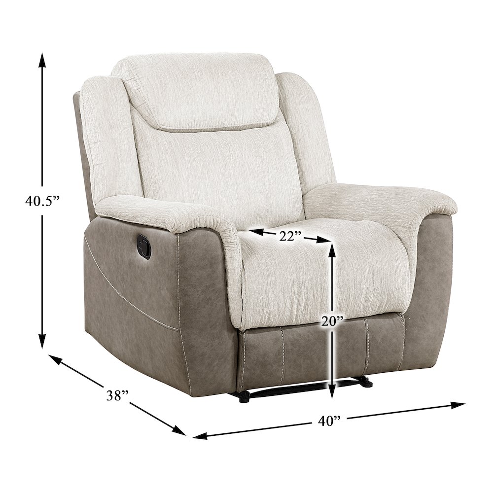 Harriette Chenille Reclining Chair in Beige. Picture 7