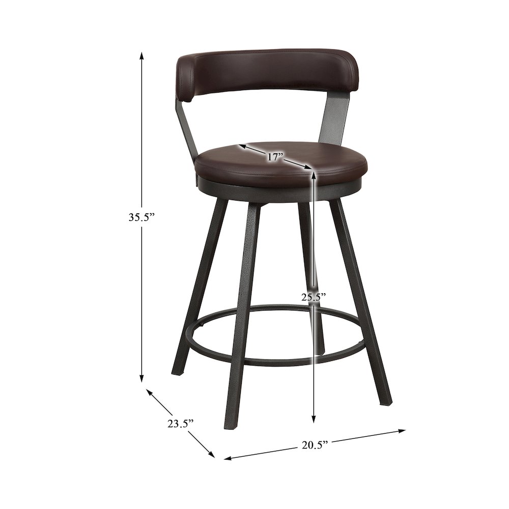 Appert Metal Swivel Counter Height Chair, set of 2 in Brown. Picture 4