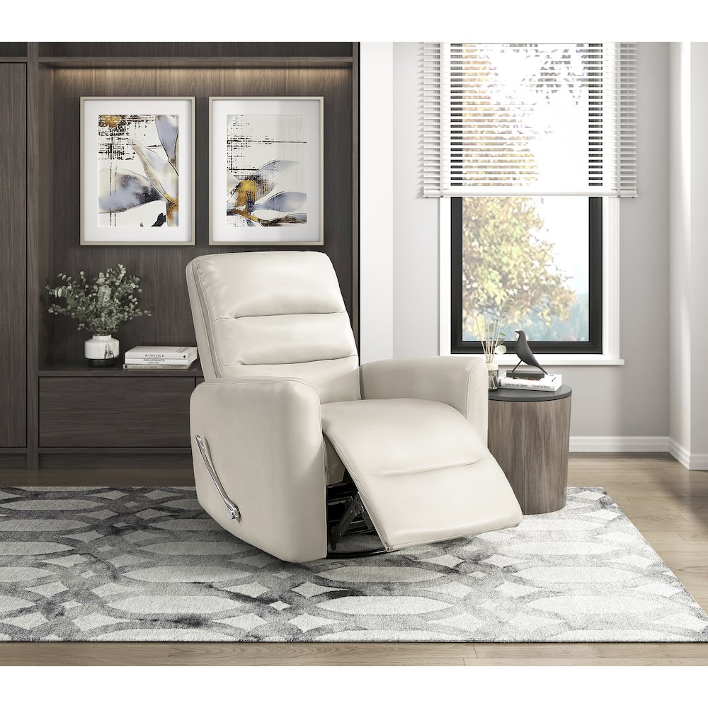 Dimitri Faux Leather Swivel Glider Reclining Chair in Beige. Picture 2
