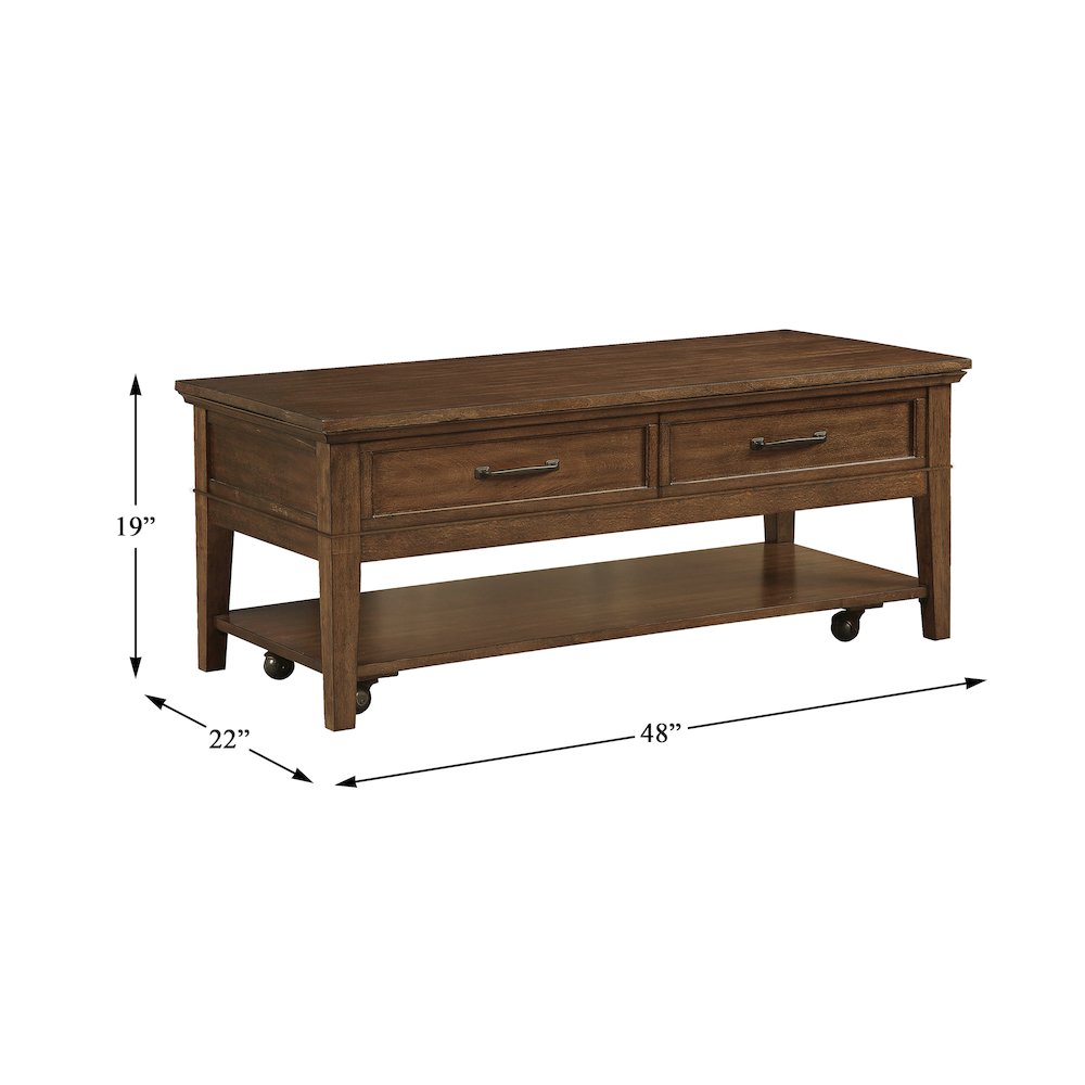 Whitley Asian Hardwood Cocktail Table in Brown. Picture 4