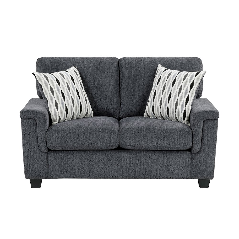 Chelsea Chenille Love Seat in Dark Gray. Picture 5