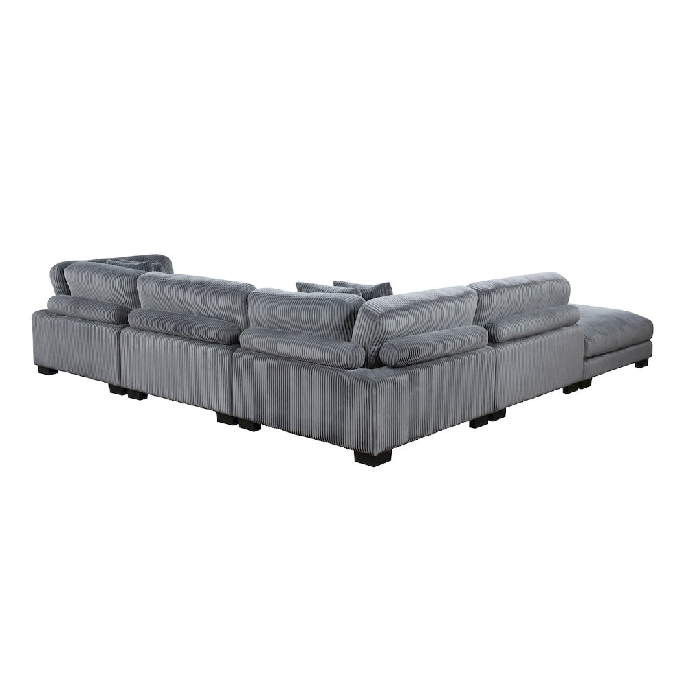 Traverse Corduroy 5-Piece Modular Sectional with Ottoman in Gray. Picture 6