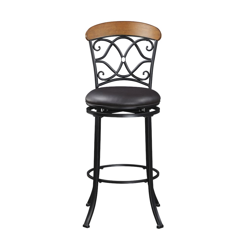 Benson Faux Leather Swivel Pub Height Chair in Brown. Picture 5