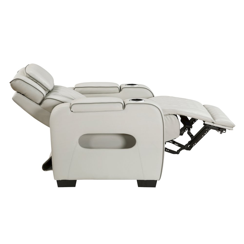 Fairway Faux Leather Power Reclining Chair with Power Headrest in Taupe. Picture 14