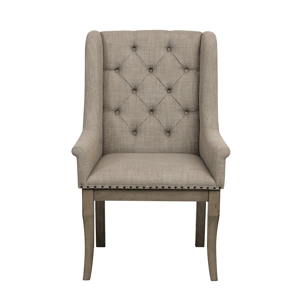 Vermillion Wood Dining Room Arm Chair, set of 2 in Cream. Picture 5