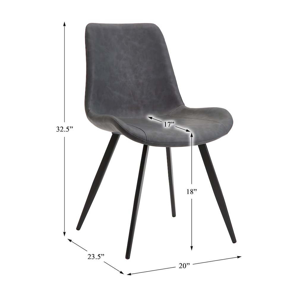 Brixley Faux Leather Dining Side Chair, Set of 2 in Gray. Picture 6