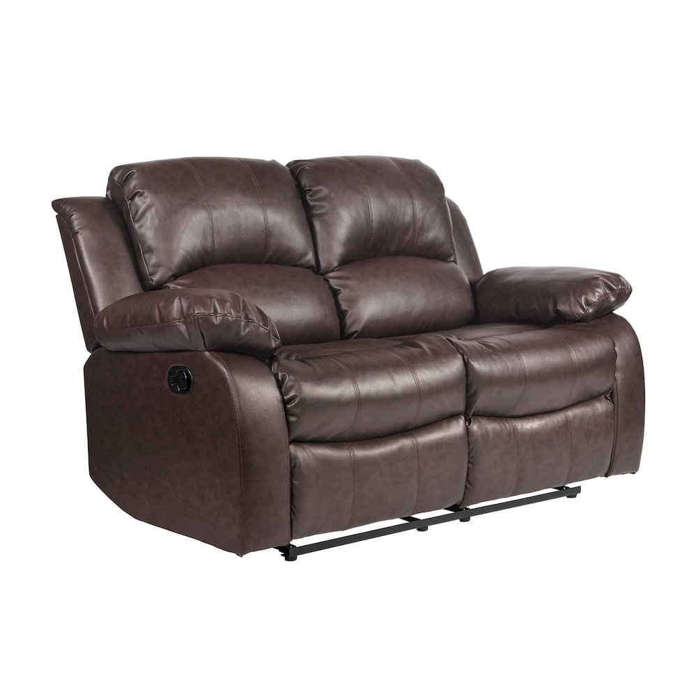 Cranley Faux Leather Double Reclining Loveseat in Black. Picture 1