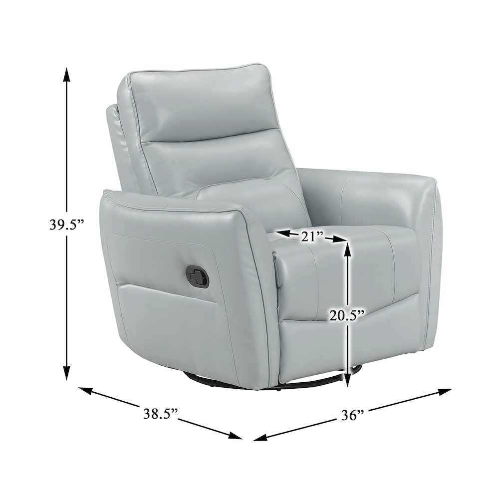 Thomas Leather Swivel Glider Reclining Chair in Aqua. Picture 6
