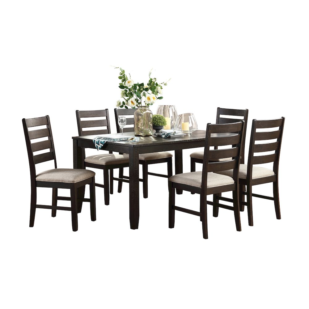 Blair Farm Asian Hardwood 7-Piece Pack Dinette Set in Brown. Picture 1