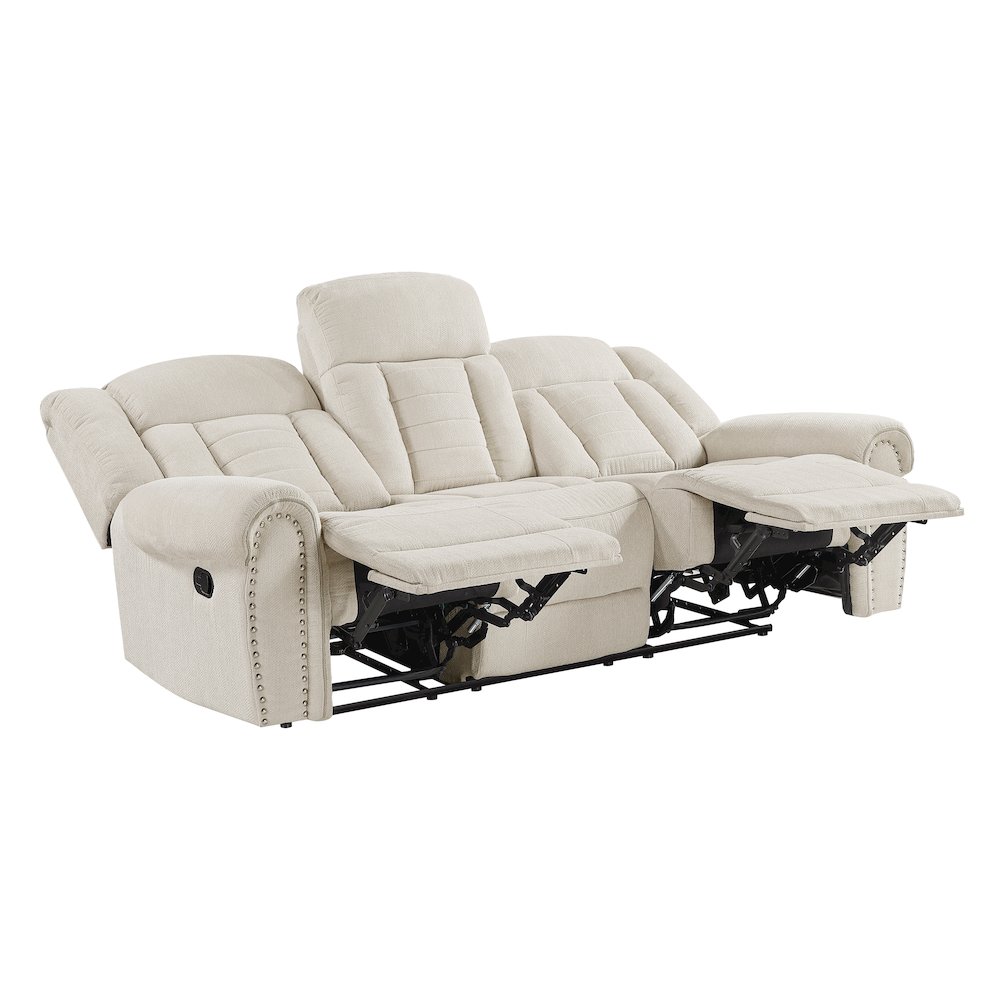 Nutmeg Chenille Double Reclining Sofa in Beige. Picture 6
